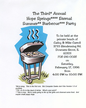 BBQ 1996 invitation - inside left