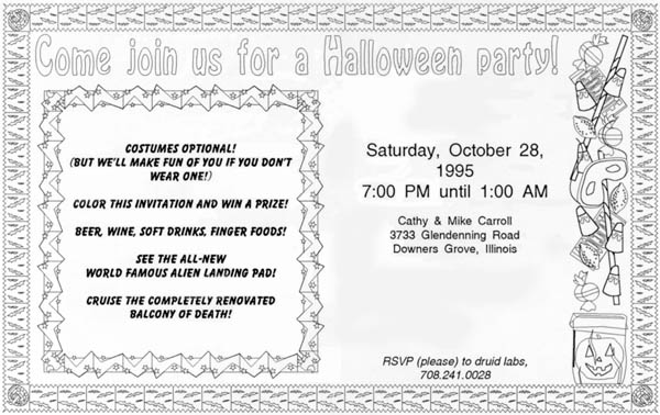 Halloween 1995 invitation - inside