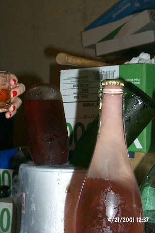 Frozen yeast remnants. When the bottle is opened, the pressure will push the ice plug out.