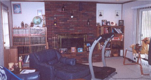 On the left is the back deck towards the hot tub; on the right is the back deck under the master bedroom balcony. Rest assured we won't have exercise equipment! We are faaar too lazy.