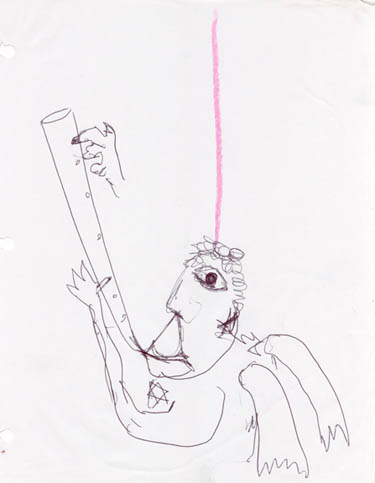 Sketch: An angel playing a flute, by Judd Schiffman.  Copyright © 2003, Judd Schiffman.